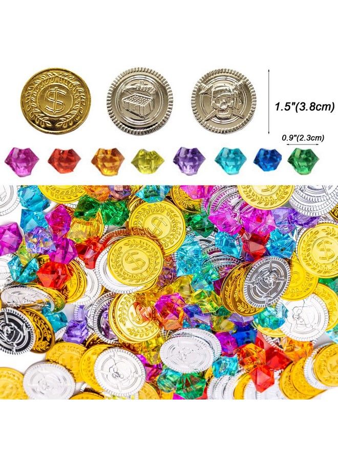AiFanS Pirate Treasure Chest For Kidstreasure Box With 320 Treasure Gold Coins And Gems/Jewels Perfect For Pirate Themed Parties And Games - Image 5