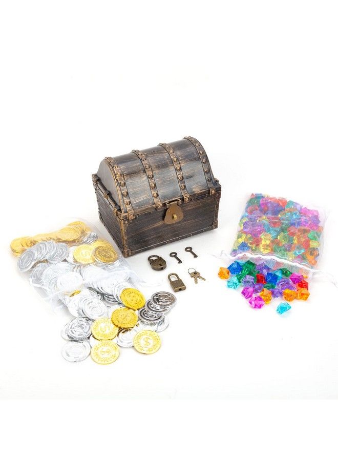 AiFanS Pirate Treasure Chest For Kidstreasure Box With 320 Treasure Gold Coins And Gems/Jewels Perfect For Pirate Themed Parties And Games - Image 2