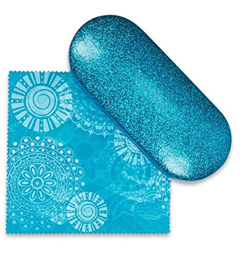 SPUNKYsoul The Original Dazzling Sparkle Smooth Glitter Women's Eye Glass Case Collection (LARGE MERMAID BLUE) - Image 1