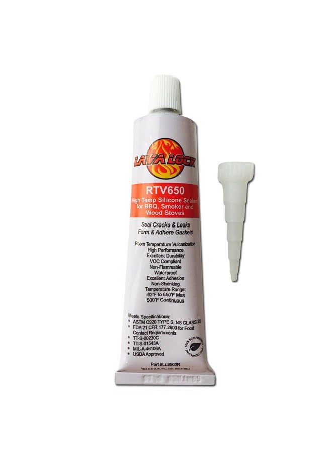 LavaLock Ã‚ RTV 650 F BBQ Grill Smoker Sealer Hi Temp Silicon Adhesive 3 oz (2.8 fl. Ounce) - Image 1