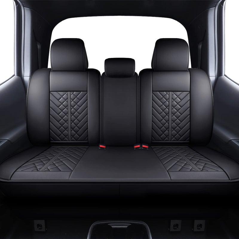 Tomatoman Toyota Tacoma Car Rear Seat Covers 20052025 Access Double Extended Cab TRD Sport Offroad Limited SR5 V6 Truck with Waterproof Faux Leather Back CushionsRear SeatBlack