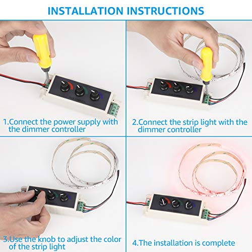 TORCHSTAR DC12V-24V 9A PWM RGB LED Dimmer Controller, 3 Channel Output for RGB Multi-Color LED Strip Lights & Single Color LED Strip Lights, Pack of 1 - Image 3