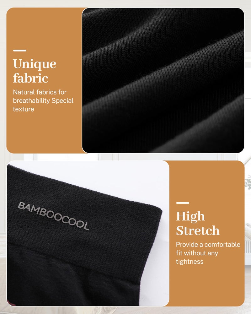 BAMBOO COOL Womens BoyShorts Underwear Seamless Boxer Briefs Mid Rise Full Coverage Breathable Stretch Ladies Panties 5 Pack - Image 5