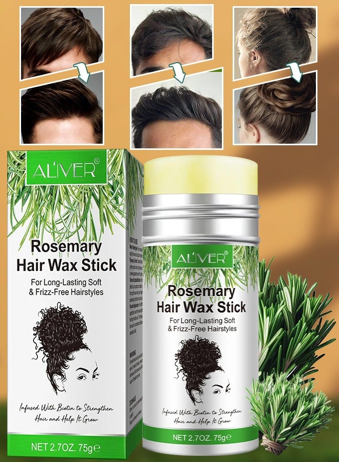 ALIVER 75g Rosemary Hair Wax Stick for Long Lasting Soft & Frizz Free Hairstyles Hair Finishing Wax Hair Styling Wax for Hair Growth Hair Finishing Edge Control Stick Hair Pomade Stick Wax - Image 1