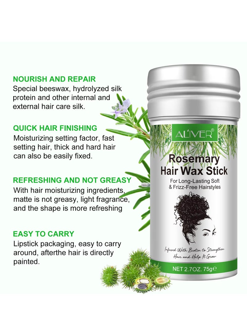 ALIVER 75g Rosemary Hair Wax Stick for Long Lasting Soft & Frizz Free Hairstyles Hair Finishing Wax Hair Styling Wax for Hair Growth Hair Finishing Edge Control Stick Hair Pomade Stick Wax - Image 4