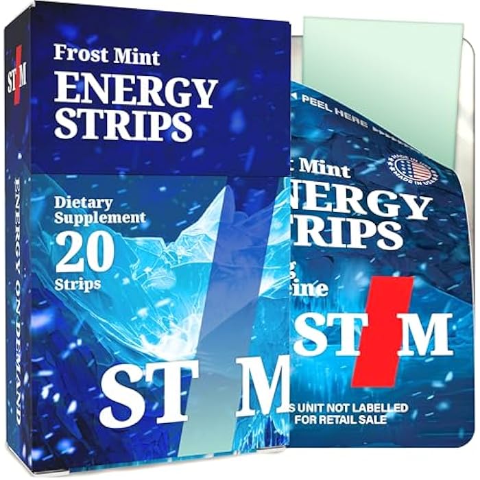 STIM Frost Mint Fast Dissolving Oral Energy Strips (50mg Caffeine) | Instant Absorption Mouth Melts | Jitter-Free Focus, Stay Alert & Awake | Convenient Energy for Driving, Work & Travel | Fresh Breath - Image 1