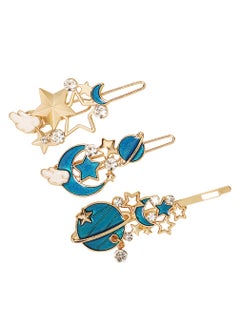 SOLUSTRE SOLUSTRE 3Pcs Gold Rhinestone Moon Star Hair Clips Vintage Hollow Hair Pin Metal Crystal Hair Clips Hairpins Snap Barrettes Comb Claw Clamp for Wedding Bridal Decorative 