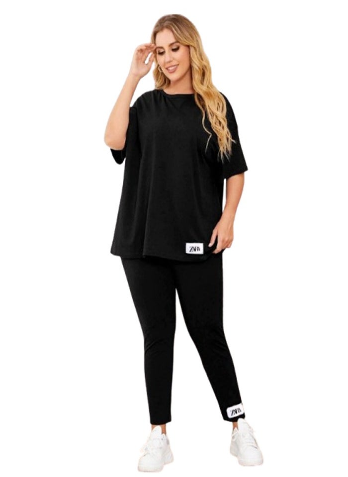 Women's half-sleeve gym set - custom size - black