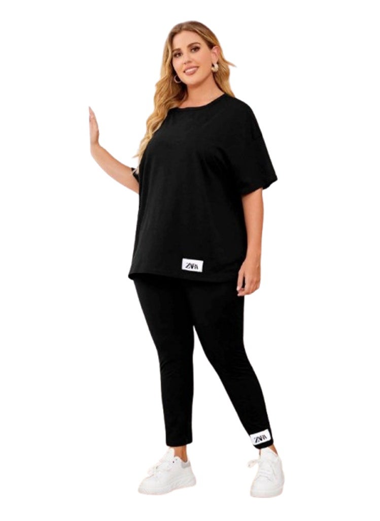 Women's half-sleeve gym set - custom size - black