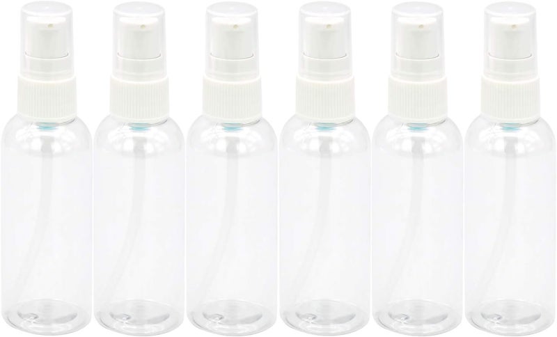 TrendBox 6 Pack Plastic Empty Bottles with Duckbill Pump Cap for Shampoo, Lotions, Liquid Body Soap, Cream (2 oz / 60 ml)