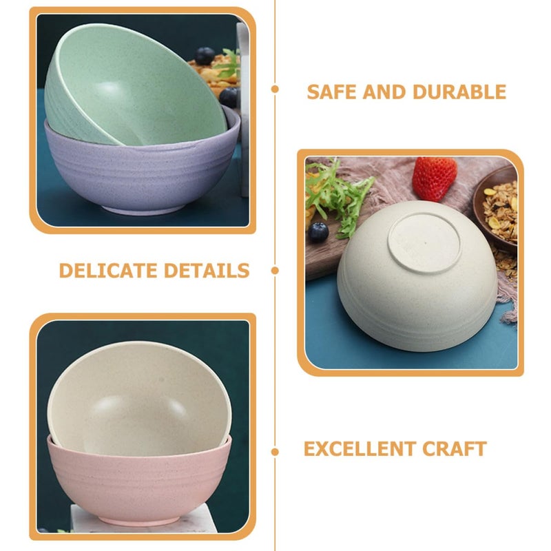Wheat Straw Salad Bowls Set 5pcs 13 5cm Purple Beige Green Blue Pink - Image 4