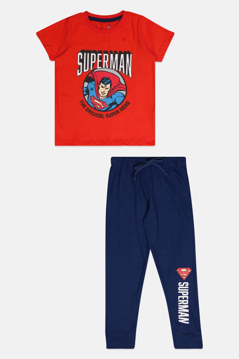DC Toddlers Boy 2 Pieces Superman Top And Bottom Pajama Set, Multicolor - Image 1
