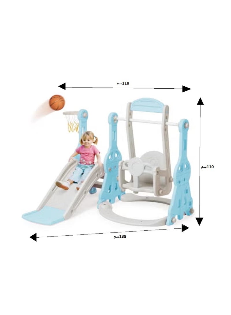 فول جوي مجموعة زحليقة وأرجوحة مع حلقة كرة سلة  3*1 للأطفال،مجموعة ملعب داخلي وخارجي للأطفال الصغار،مجموعة ألعاب تسلق للأطفال للأماكن الداخلية والخارجية - Image 3