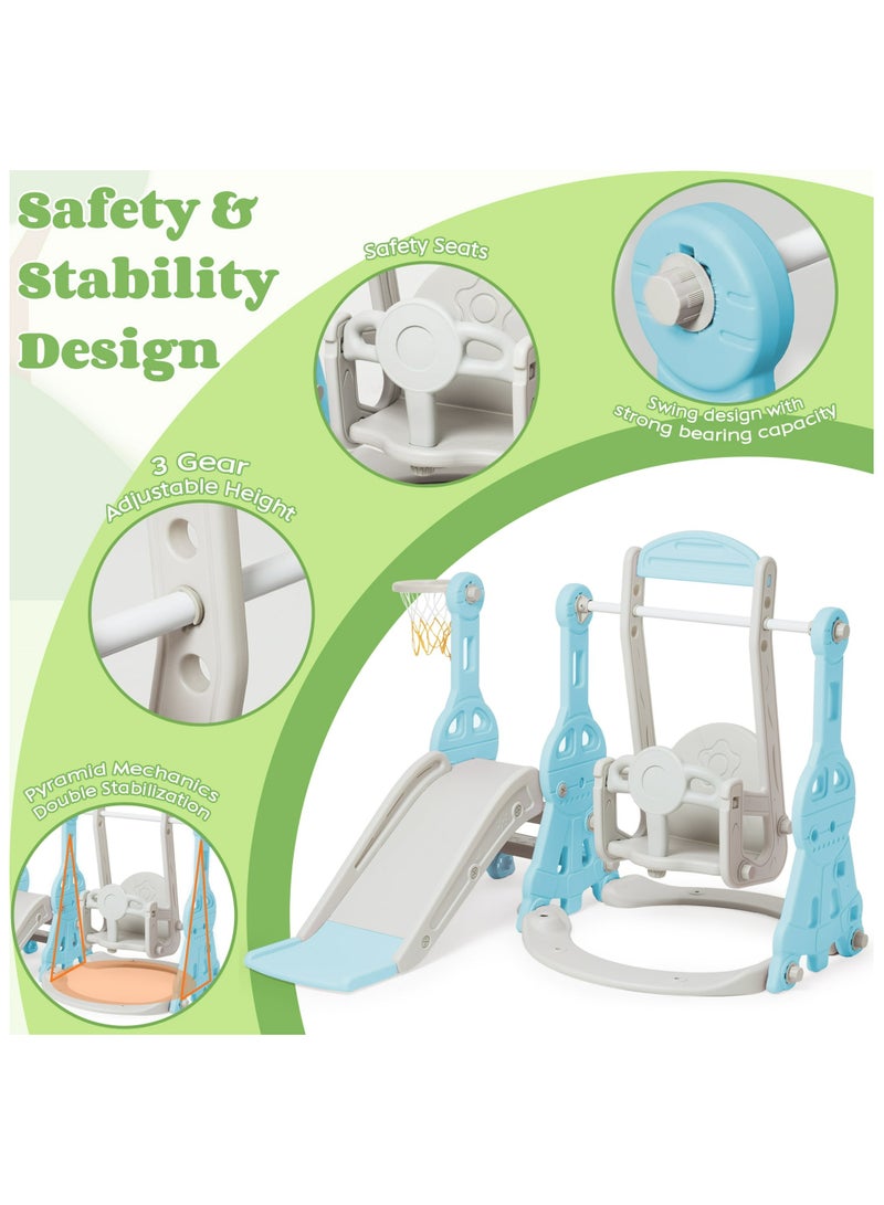 فول جوي مجموعة زحليقة وأرجوحة مع حلقة كرة سلة  3*1 للأطفال،مجموعة ملعب داخلي وخارجي للأطفال الصغار،مجموعة ألعاب تسلق للأطفال للأماكن الداخلية والخارجية - Image 2