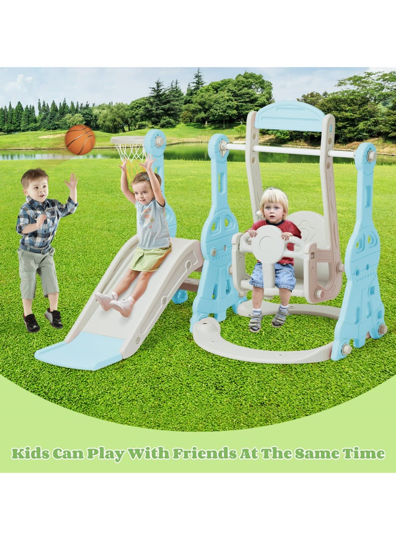 فول جوي مجموعة زحليقة وأرجوحة مع حلقة كرة سلة  3*1 للأطفال،مجموعة ملعب داخلي وخارجي للأطفال الصغار،مجموعة ألعاب تسلق للأطفال للأماكن الداخلية والخارجية - Image 4