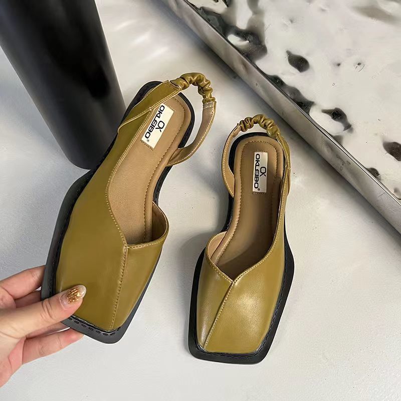 Internet-Famous French Niche Toe Sandals Women'S Shoes Autumn And Summer Retro Flat Square Toe Single Shoes - Image 5
