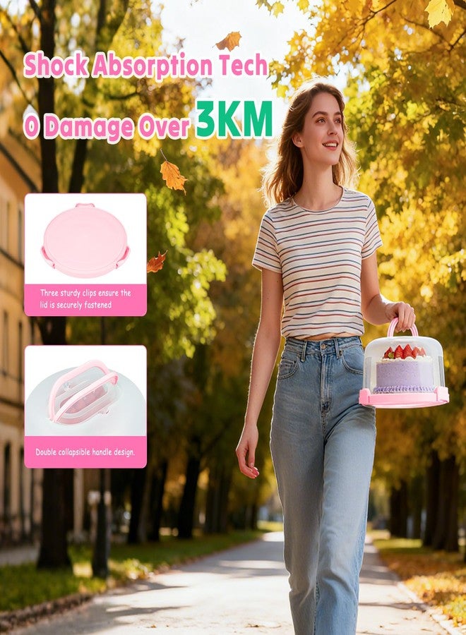 Samlomi Cake Carrier, Cake Stand with Lid, Bpa-Free Cake Holder with Lid for 10 Inch Round Cake Carrier with 10 pcs Round Golden Cake Boards and Portable Insulated Bag & Two Boxes of Cupcake Paper Liners - Image 3