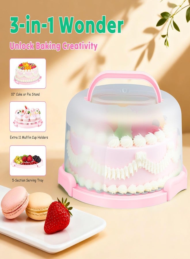 Samlomi Cake Carrier, Cake Stand with Lid, Bpa-Free Cake Holder with Lid for 10 Inch Round Cake Carrier with 10 pcs Round Golden Cake Boards and Portable Insulated Bag & Two Boxes of Cupcake Paper Liners - Image 4
