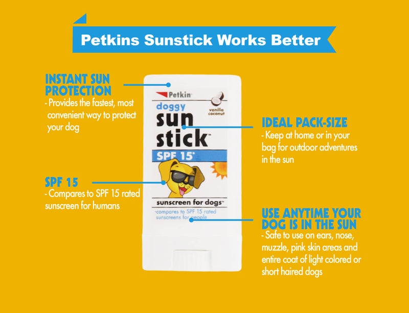 Petkin Dog Sunscreen Sunstick – Sunscreen for Dogs and Puppies, SPF 15 – Simply Rub on Anytime for Instant Sun Protection – Vanilla Coconut Scent, .5 oz Net Weight – Ideal for Home or Travel - Image 3