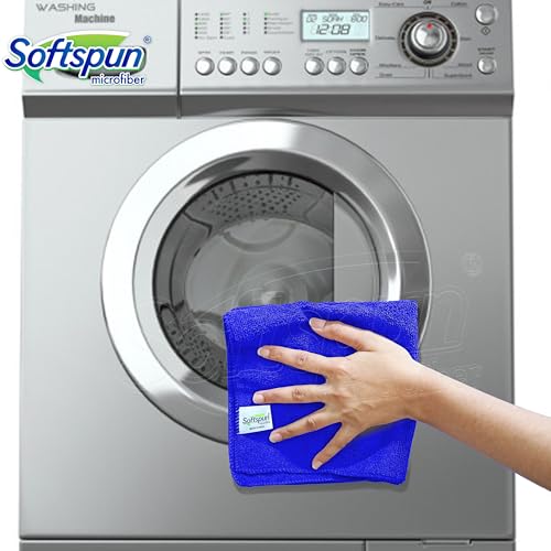 SOFTSPUN Microfiber Cleaning Cloths, 4pcs 40x60cms 340GSM Blue! Highly Absorbent, Lint and Streak Free, Large Multi -Purpose Wash Cloth for Kitchen, Car, Window, Stainless Steel, Silverware. - Image 5