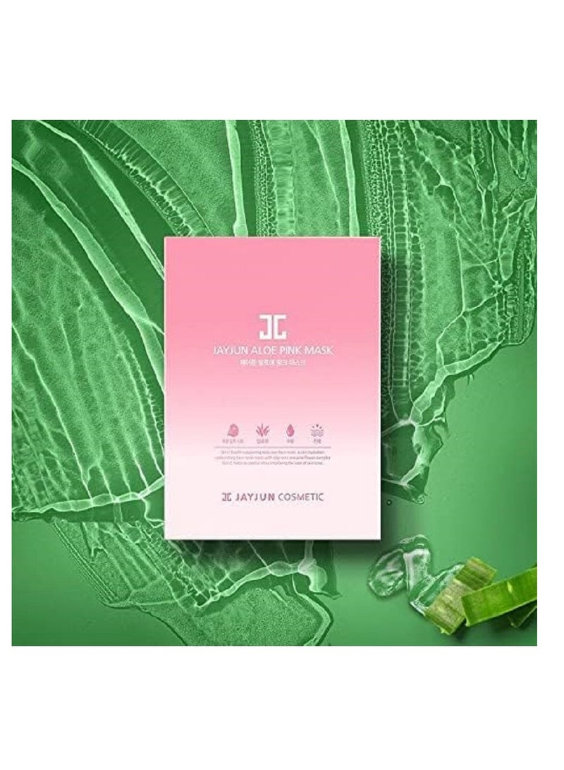 JAYJUN JJ Aloe Pink Mask, 0.8 fl. oz, 25ml, Pack of 10 Sheets, Soothing, Hydrating, Aloe - Image 2