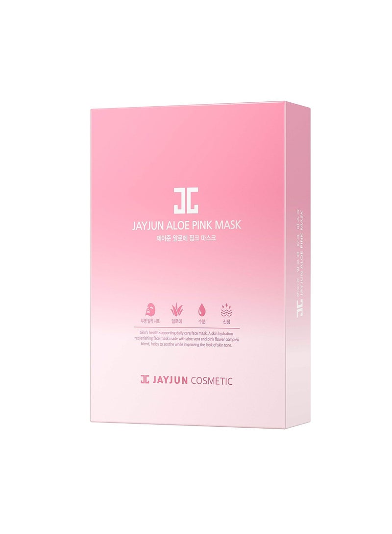 JAYJUN JJ Aloe Pink Mask, 0.8 fl. oz, 25ml, Pack of 10 Sheets, Soothing, Hydrating, Aloe - Image 3