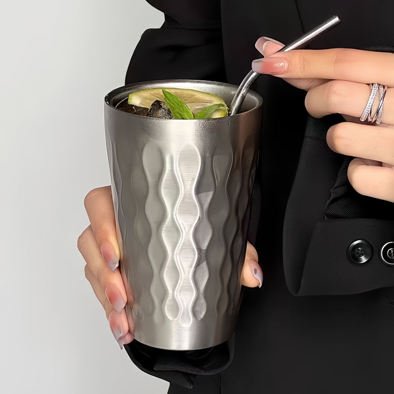 304 Stainless Steel 450ml Coffee Cup Set With Lid And Straw Double Wall Insulated Travel Mug - Image 1