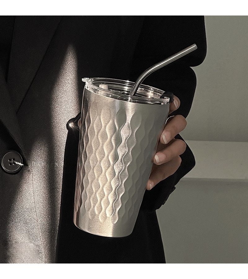 304 Stainless Steel 450ml Coffee Cup Set With Lid And Straw Double Wall Insulated Travel Mug - Image 4