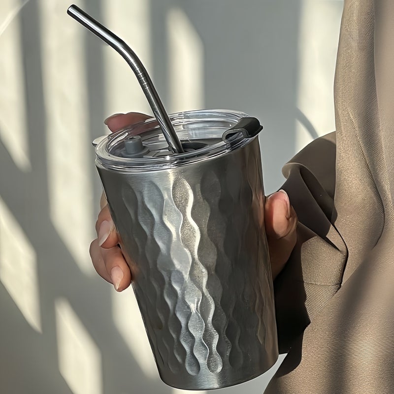 304 Stainless Steel 450ml Coffee Cup Set With Lid And Straw Double Wall Insulated Travel Mug - Image 2