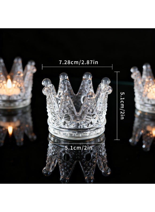 SKYLINK 12Pack Crown Glass Tealight Candle Holders, Clear Votive Candle Cups for Tea Lights & LED Tea Lights, Wedding Centerpieces, Holiday Tablescape, Home Decor - Image 2
