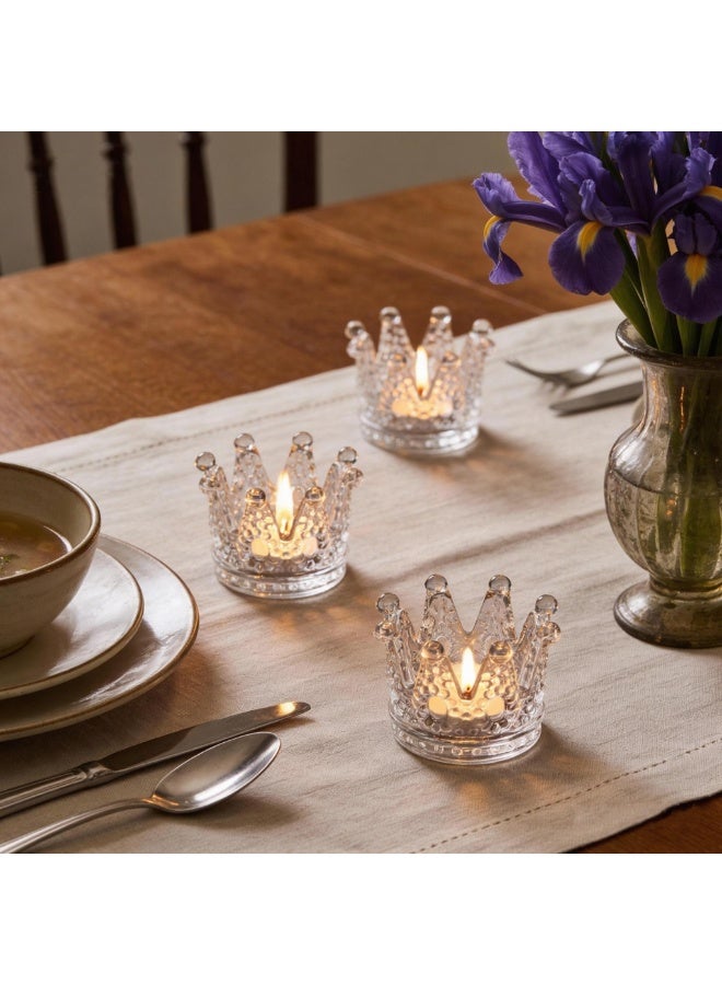 SKYLINK 12Pack Crown Glass Tealight Candle Holders, Clear Votive Candle Cups for Tea Lights & LED Tea Lights, Wedding Centerpieces, Holiday Tablescape, Home Decor - Image 5