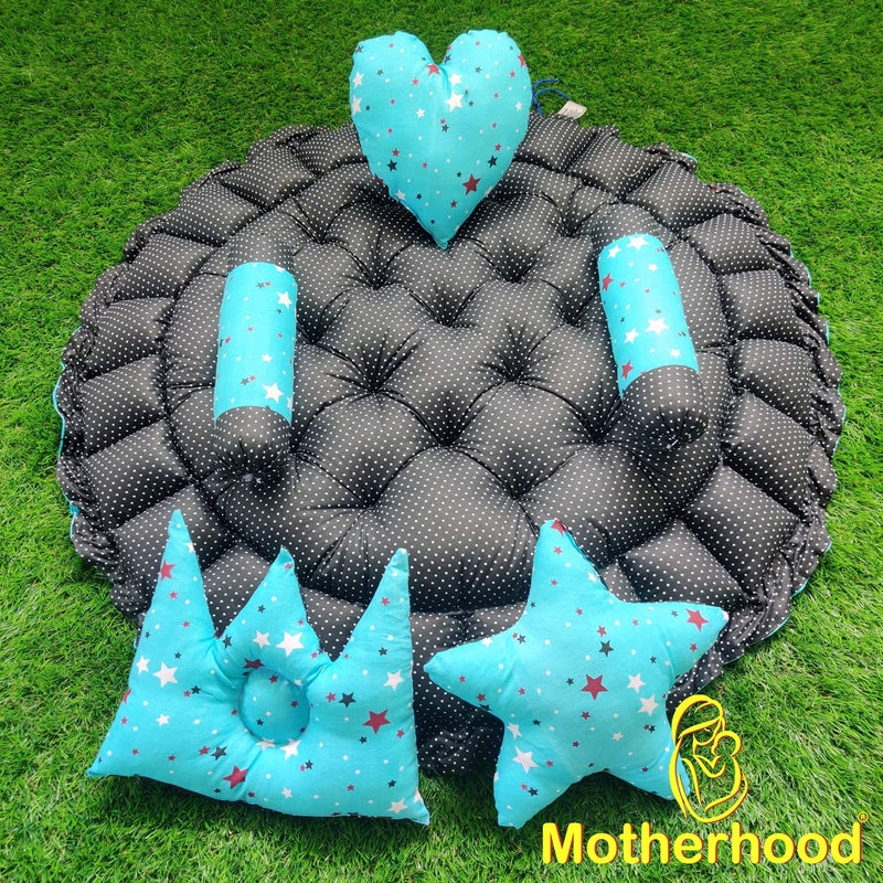 MOTHERHOOD MOTHERHOOD Round Baby Tub Bed and 5 pc Baby Pillow Luxury Baby Mattress Bed Sleeper Bedding Set coSleeper Safe Cotton Fabric with RFilled UltraSoft Comfortable for Newborn to Toddlers Sky D - Image 4