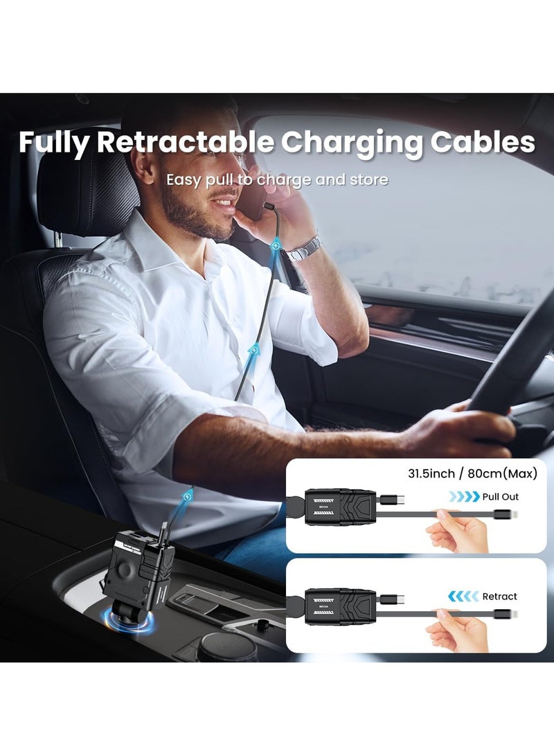 general Retractable Car Charger 4 in 1 Mech-Style Fast Charging Car Phone Charger 65W Cell Phone Charger - Image 3