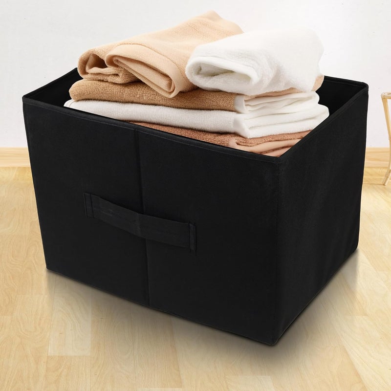 GLUN Wardrobe Organizer Rectangle Shape Black Colour NonWoven Fabric Pant Organiser Shirt Stacker Pack of 4 - Image 2