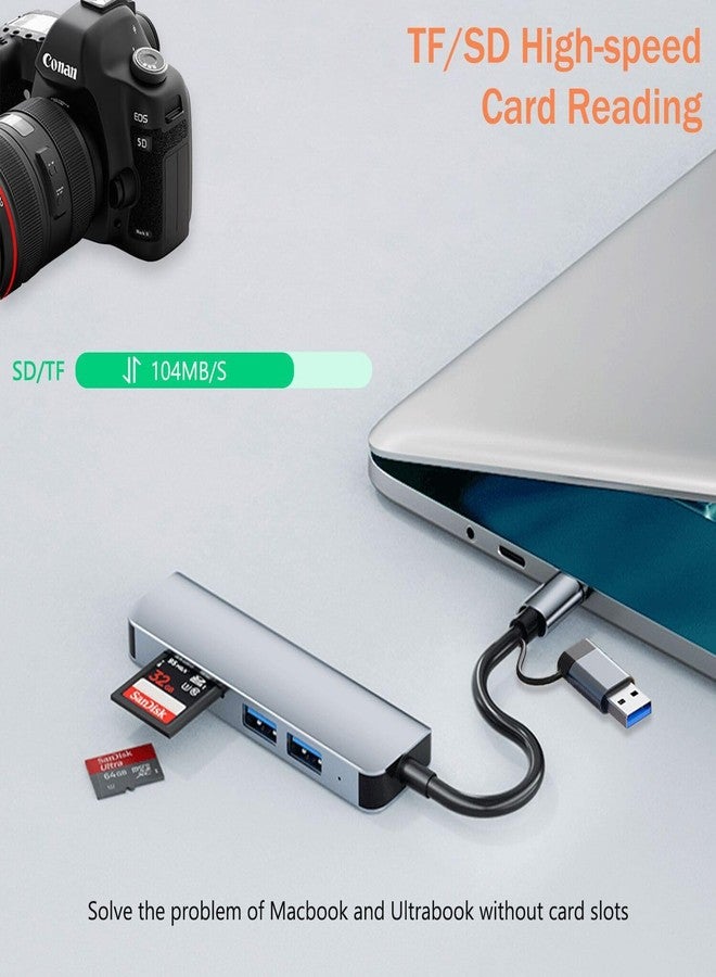 vienon Hub USB C USB 3.0 SD Card Reader, 5 in 1 Aluminum USB A&C Hub with Memory SD/TF Card Reader and 3 USB 3.0 Ports, USB Extender for PC, Laptops, MacBook Pro/Air, iMac Pro,Surface and Tablet - Image 3
