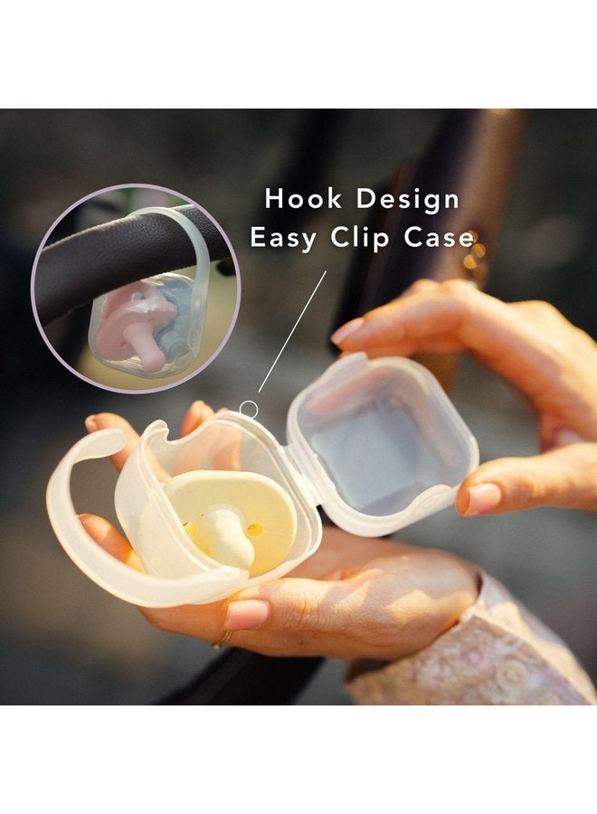 NatureBond Baby Pacifier Soother Silicone Binky Newborn Teether Pacifiers 2 in 1, Curved for Comfort | Hygiene Cover (0-6 Months, Bubble Blue and Ivory Cream) - Image 3