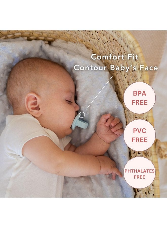 NatureBond Baby Pacifier Soother Silicone Binky Newborn Teether Pacifiers 2 in 1, Curved for Comfort | Hygiene Cover (0-6 Months, Bubble Blue and Ivory Cream) - Image 2