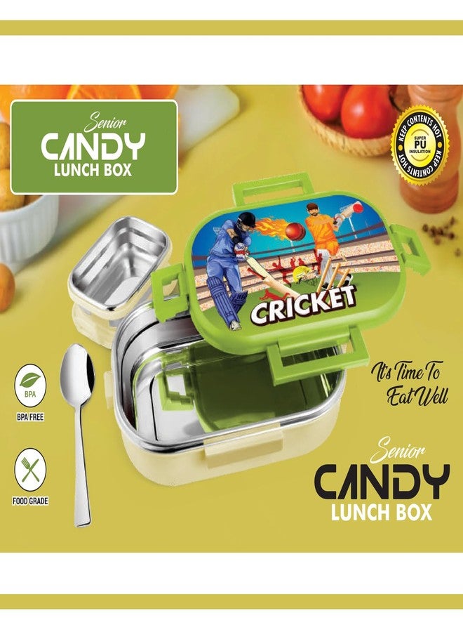 POGON Candy Senior Insulated Stainless Steel Lunch Box for Kids | Lunch Box for School, (800 ml), Pack of 1 (Multicolor), Cricket - Image 3