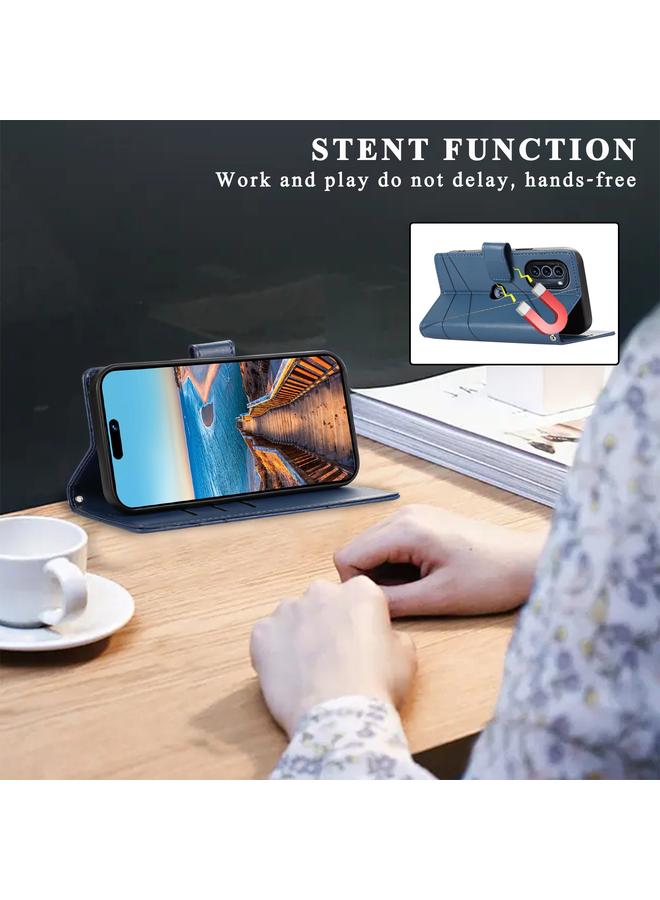 S-TOP Case For Motorola Moto G52j 5G PU Genuine Leather Texture Embossed Line Phone Case - Image 5