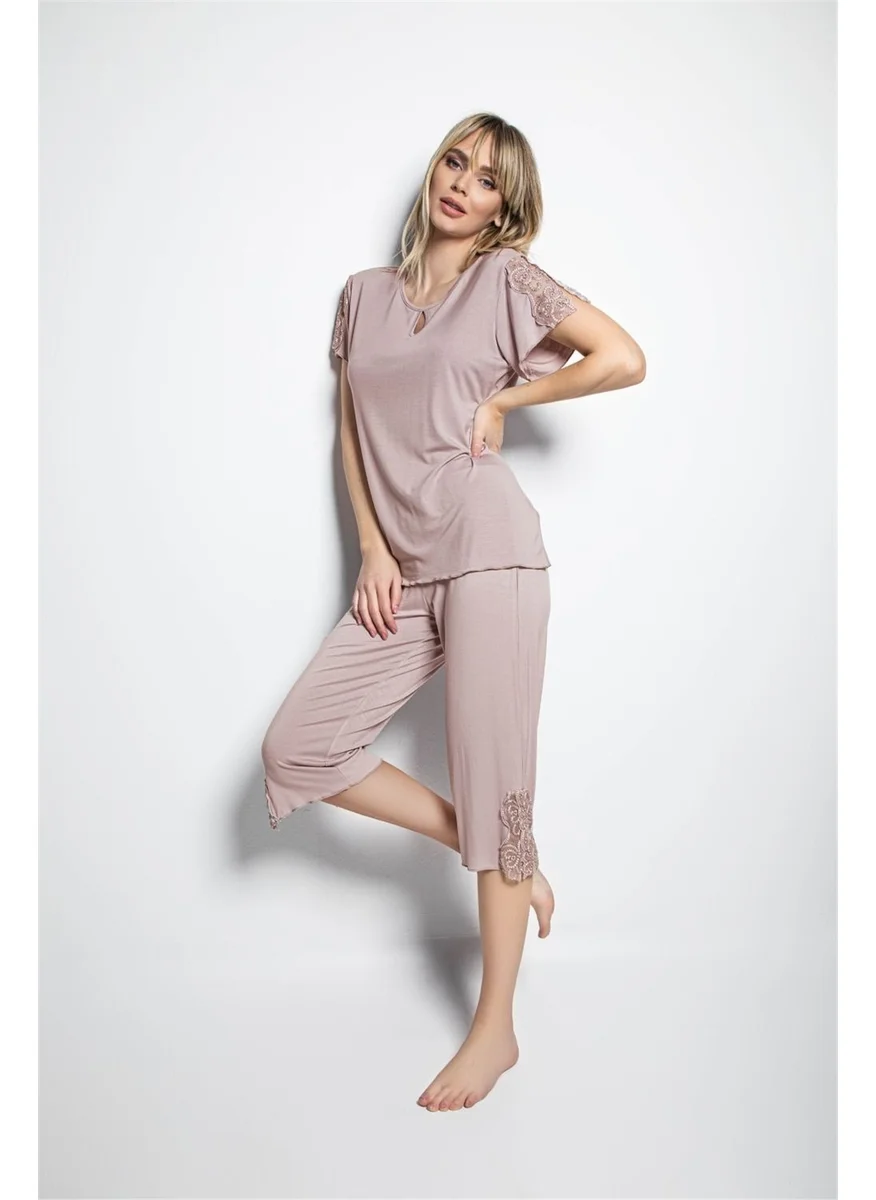 موناميسي 19180 Women's Mink Oversized Capri Suit
