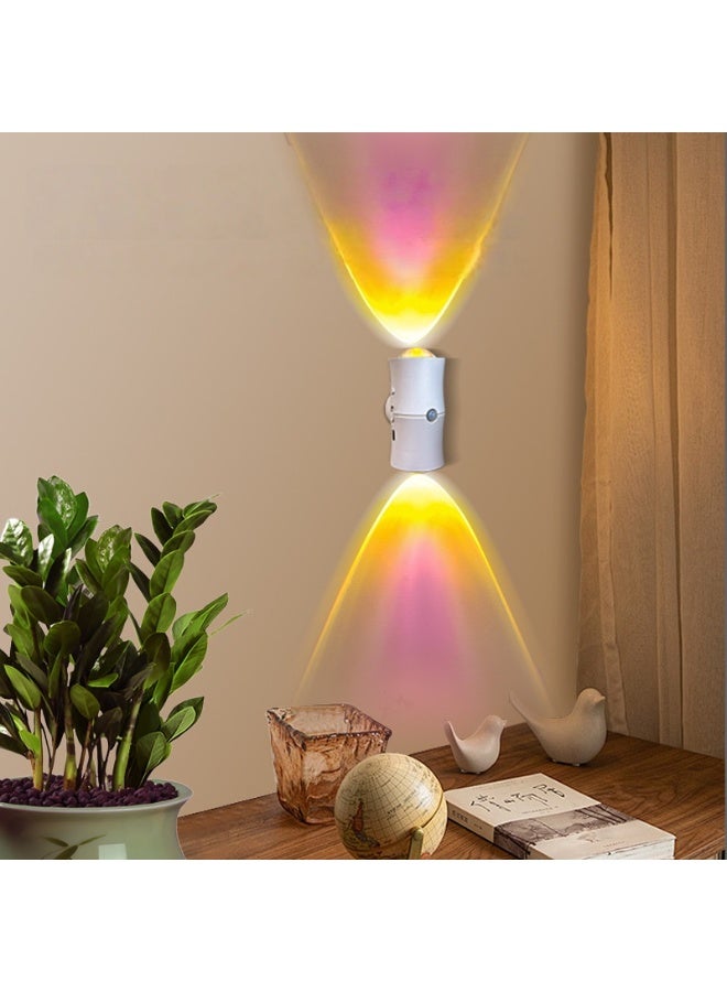 سكت شيكترو مصباح ليلي متدرج الألوان RGB، مستشعر حركة ذكي، قابل لإعادة الشحن مغناطيسيًا، مصباح حائطي مزدوج الرأس بألوان زاهية - Image 1