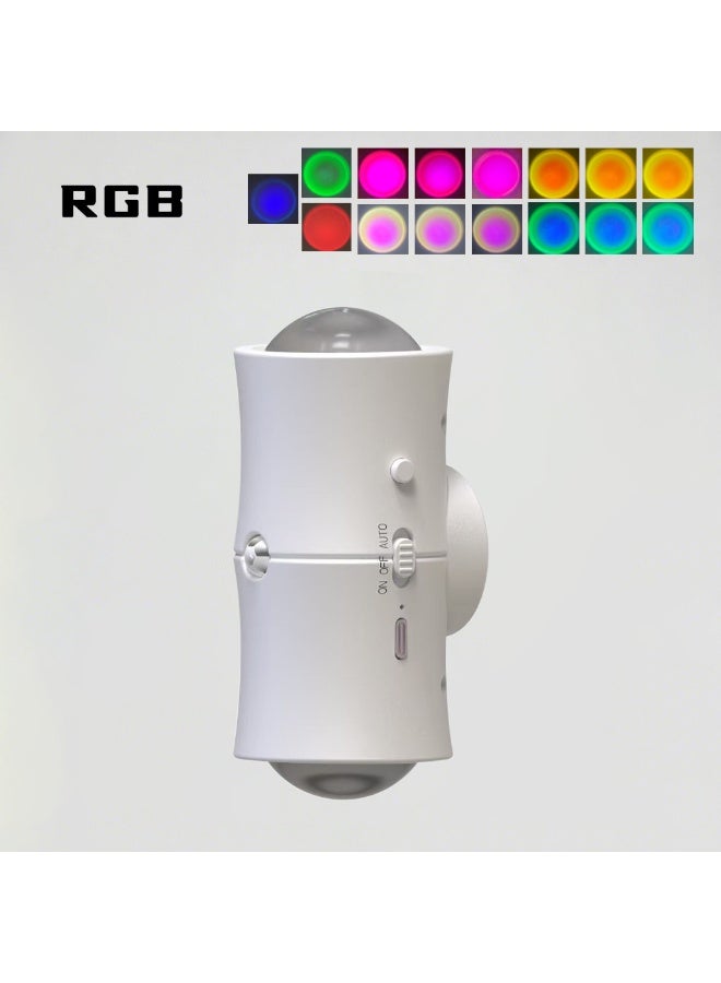 سكت شيكترو مصباح ليلي متدرج الألوان RGB، مستشعر حركة ذكي، قابل لإعادة الشحن مغناطيسيًا، مصباح حائطي مزدوج الرأس بألوان زاهية - Image 4