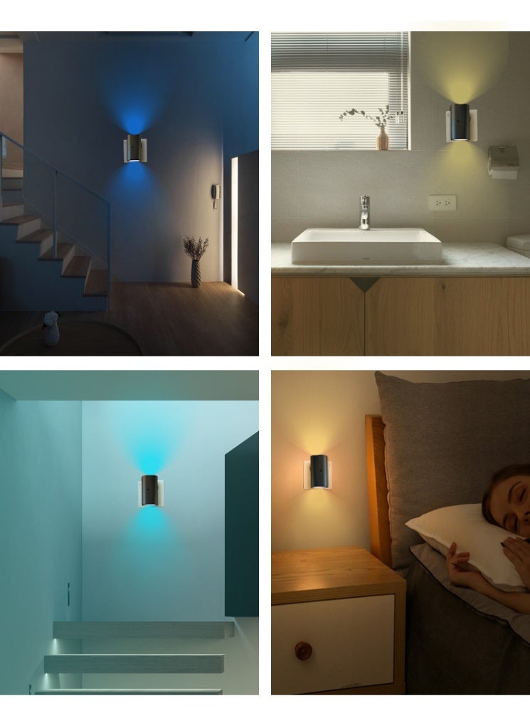 سكت شيكترو مصباح ليلي متدرج الألوان RGB، مستشعر حركة ذكي، قابل لإعادة الشحن مغناطيسيًا، مصباح حائطي مزدوج الرأس بألوان زاهية - Image 5