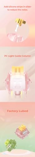 KPREPUBLIC Outemu Silent Peach V3 Switch Linear Tactile Lime for Mechanical Keyboard POM PA66 Factory Lubed (OTM V3 Silent Lemon LightGuide Switch x70) - Image 4
