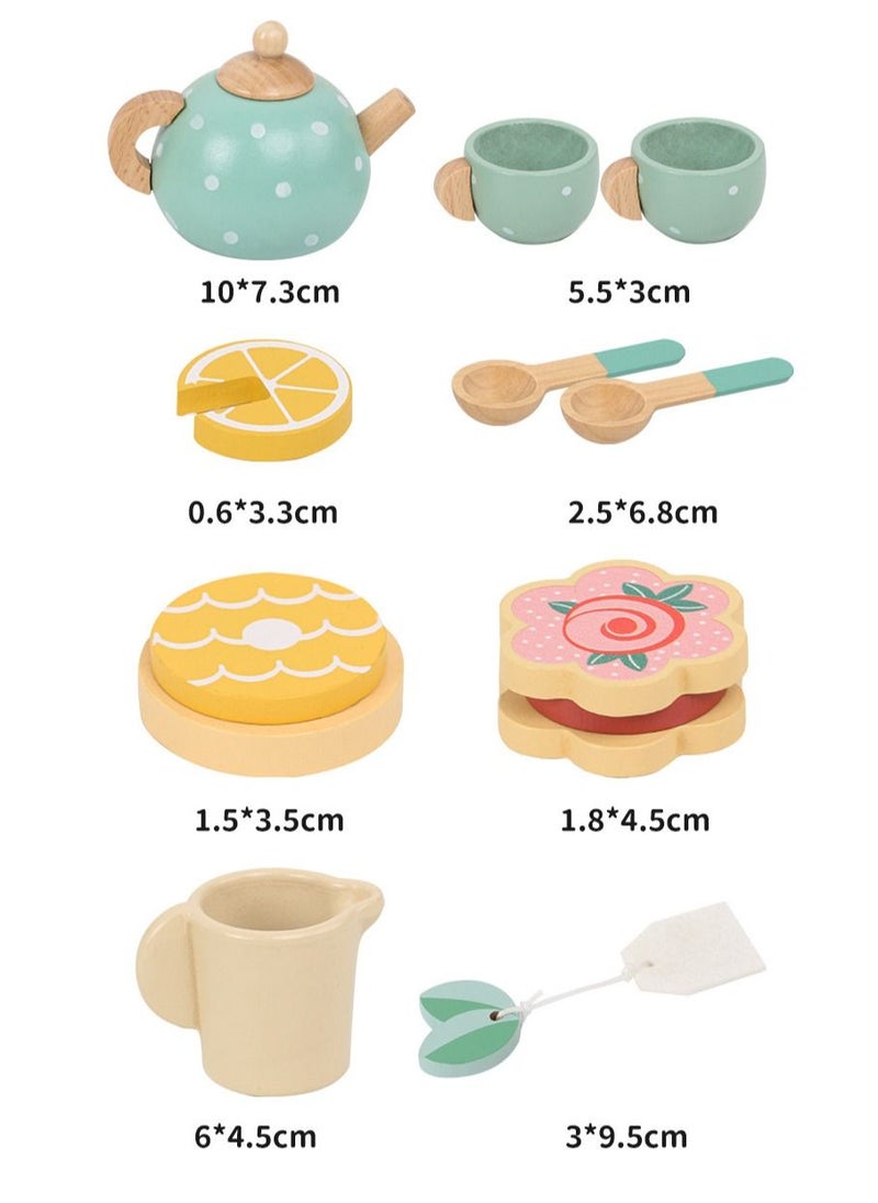 Kabi - Children's Simulation Afternoon Tea Set Imitate Drinking Boys Girls Wooden Toys - Image 1