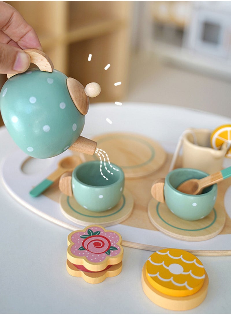 Kabi - Children's Simulation Afternoon Tea Set Imitate Drinking Boys Girls Wooden Toys - Image 1