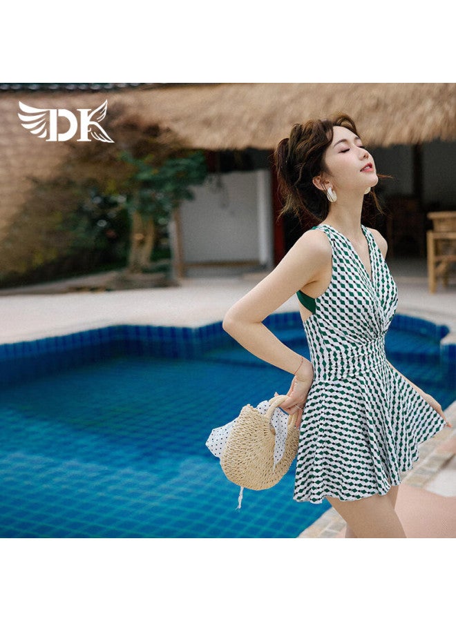 Dkdk Elegant Swimsuit For Women, New One-piece Conservative Swimwear, Plus Size, Red, Size L - Image 4