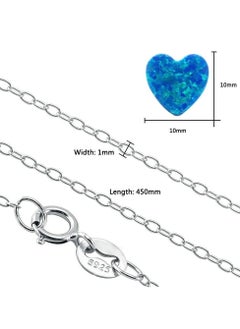Fayrouz Jewellery Fayruz Jewelry Stainless Steel Blue Opal Chain Necklace 45cm Length, Blue Opal, for Women 18K White Gold Plated Steel Fashion Jewelry Necklace Chunky Jewelry for Girls and Women  - Image 3