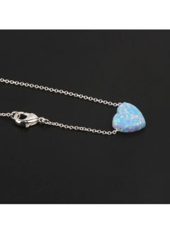 Fayrouz Jewellery Fayruz Jewelry Stainless Steel Blue Opal Chain Necklace 45cm Length, Blue Opal, for Women 18K White Gold Plated Steel Fashion Jewelry Necklace Chunky Jewelry for Girls and Women  - Image 4