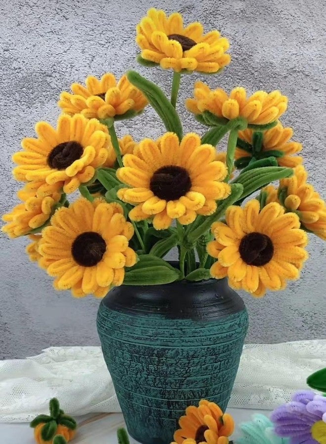 YOOTOM Pipe Cleaner Sunflower Kits DIY Crafts with Floral Wires & Gardening Tape,220PCS Chenille Stems for 15 Artificial Flower Bouquets Making,Graduation Wedding Birthday Festival Gift - Image 1